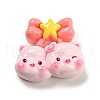 Pig Theme Opaque Resin Cabochons RESI-H154-01F-1