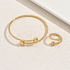 Stainless Steel Round Cuff Bangle & Rings for Women LY6022-3