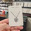 Evil Eye Heart 304 Stainless Steel Micro Pave Clear & Sky Blue Cubic Zirconia Pendant Necklaces FS-WGB58AC-05-1