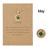 Moon & Star Alloy Rhinestone Birth Stone Pendant Necklaces WG0039E-05-1