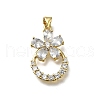 Brass Micro Pave Cubic Zirconia Pendants KK-C090-21G-1
