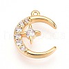 Brass Micro Pave Clear Cubic Zirconia Pendants KK-T075-49G-1