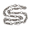 201 Stainless Steel Column and Oval Links Necklace NJEW-F222-20P-1