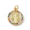 Brass Micro Pave Cubic Zirconia with Shell Pendants KK-Z115-04G-03-1