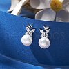 Natural Pearl Ear Studs EJEW-P286-17P-4