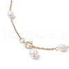 Round Shell Pearl & 304 Stainless Steel Handmade Link Chain Necklaces NJEW-JN05301-02-5
