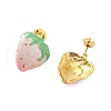 Ion Plating(IP) 304 Stainless Steel Strawberry Stud Earrings EJEW-A114-10G-2