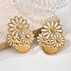 Flower 304 Stainless Steel Stud Earrings EJEW-V016-10G-02-2