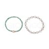 2Pcs Natural Green Aventurine & Rose Quartz Round Beaded Stretch Bracelets for Women BJEW-JB11926-2