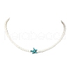 3Pcs 3 Colors Dyed Synthetic Turquoise Starfish & Glass Seed Beaded Necklaces NJEW-JN05330-4