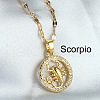 Twelve Constellation Alloy Crystal Rhinestone Pendant Necklaces for Women WG8B703-10-1