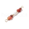 Natural Mixed Stone Chip & Natural Cultured Freshwater Pearl Rice Beaded Connector Charms PALLOY-JF03707-5