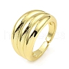 Rack Plating Brass Grooved Open Cuff Rings RJEW-D009-04G-3