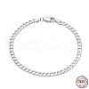 Rhodium Plated 925 Sterling Silver Curb Chain Bracelets BJEW-I314-007D-P-2