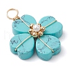 Synthetic Turquoise Clover Pendants PALLOY-JF03180-03-3