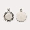 Tibetan Style Alloy Flat Round Pendant Cabochon Settings PALLOY-J494-20AS-1