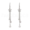304 Stainless Steel Star & Moon Tassel Dangle Earrings for Women EJEW-JE06399-3