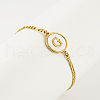 Flat Round with Letter Pattern 304 Stainless Steel Link Bracelets FS-WG4692B-49-1