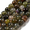 Faceted Natural Dragon Veins Agate Beads Strands G-F447-12mm-L07-2