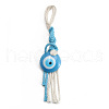 Flat Round with Evil Eye Resin Pendant Decorations EVIL-PW0002-12D-05-1