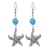 Ocean Theme Alloy Dangle Earrings with Synthetic Turquoise Beaded EJEW-JE05447-4