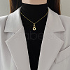 Double Rings 304 Stainless Steel Micro Pave Clear Cubic Zirconia Pendant Necklaces FS-WG3DD11-01-1
