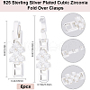 Beebeecraft 6Pcs Rack Plating Brass Micro Pave Clear Cubic Zirconia Fold Over Clasps KK-BBC0014-96-2
