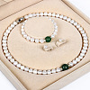 Mother's Day Jewellery Natural Freshwater Pearl Chrysoprase Beaded Necklace & Bracelets & Earrings Sets for Women WGE4EAE-42-1