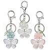 3Pcs 3 Colors Butterfly & Flower Acrylic Pendant Keychain KEYC-JKC00988-1