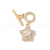 Golden Brass Micro Pave Clear Cubic Zirconia Toggle Clasps KK-B100-040G-01-1