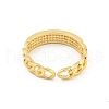 Oval Chain Brass Micro Pave Clear Cubic Zirconia Open Cuff Rings RJEW-G309-06G-3