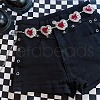 Rose Flower Dark Red Heart Alloy & Epoxy Resin Link Chain Waist Belly Chains for Women FS-WG123DD-01-3