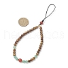 Natural & Green Aventurine & Carnelian & Wood Round Beaded Phone Hand Strap Chains HJEW-JM03364-03-3