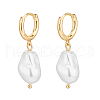 FIBLOOM 1 Pair Plastic Pearl Dangle Hoop Earrings EJEW-FI0002-23-1