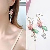 Flower with Teardrop Alloy Resin Dangle Earrings FS-WG8E2A2-01-2