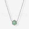 Brass Pave Natural Green Quartz Hexagon Pendant Necklaces for Women FS-WG13B5A-06-1