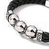 304 Stainless Steel Beaded Link Bracelet with Magnetic Clasp for Men Women BJEW-C021-22-P-4