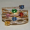 Oval Alloy Micro Pave Colorful Cubic Zirconia Finger Rings FS-WG843A4-05-3