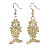 Fishbone Glass Seed Beads Dangle Earrings EJEW-MZ00439-04-1