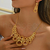 Brass Hollow Round Earrings & Necklaces Sets for Women WK9609-4