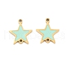 304 Stainless Steel Aquamarine Enamel Connector Charms STAS-Z078-14G-1