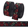 6.8M Flat Ethnic Style Polyester Jacquard Flower Ribbon OCOR-WH0082-133A-1