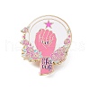 Rugosa Rose With Girl's Hand Enamel Pin JEWB-D012-04-1