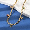 304 Stainless Steel Rope Chain Colorful Cubic Zirconia Tassel Necklaces for Women NJEW-V015-01G-C-4