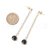 Glass Imitation Pearl Round Tassel Stud Earrings EJEW-JE06453-01-4