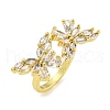 Rack Plated Brass Micro Pave Clear Cubic Zirconia Butterfly Open Cuff Rings for Women RJEW-Z042-01G-1
