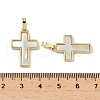 Brass Pave Natural White Shell Pendants KK-Z115-12G-3