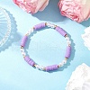 Handmade Polymer Clay Beads with ABS Plastic Imitation Pearl Beads and Brass Spacer Beads and Korean Elastic Crystal Thread Bracelets BJEW-JB11780-03-1