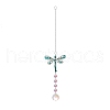 Stainless Steel Wire Wrapped Gemstone Chip Hanging Ornaments PW-WGDBC52-03-1