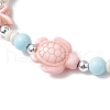 Dyed Synthetic Turquoise Beads & Natural Howlite Round Beads Stretch Bracelets for Women BJEW-JB11792-03-3